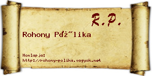 Rohony Pólika névjegykártya